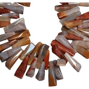 Natural Mookaite Jasper Spike Beads Fringe Strand Jewelry Making 16" MultiColor